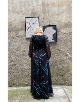 Vintage 80's εμπριμέ φόρεμα M