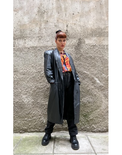 Vintage leather trench coat M