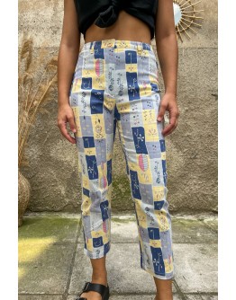 Vintage printed denim pants M