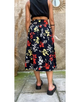 Vintage floral wrap skirt M