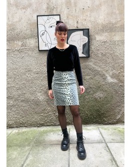 Vintage animal print velvet skirt XS