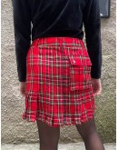 Vintage plaid woolen skirt L