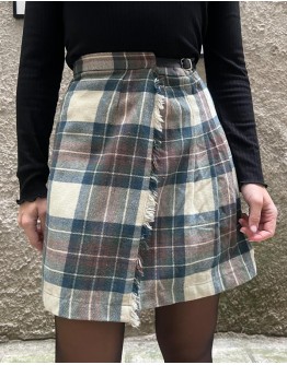 Vintage plaid woolen skirt XS