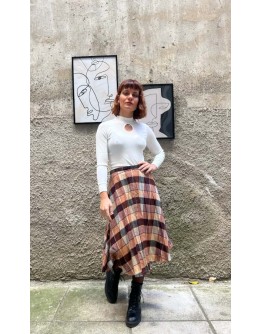 Vintage plaid woolen skirt M