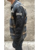Vintage unisex μάλλινο και δερμάτινο jacket L