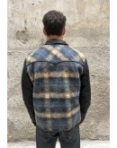 Vintage unisex μάλλινο και δερμάτινο jacket L