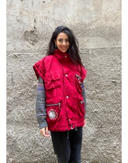 Vintage unisex αδιάβροχο αντιανεμικό γιλέκο L