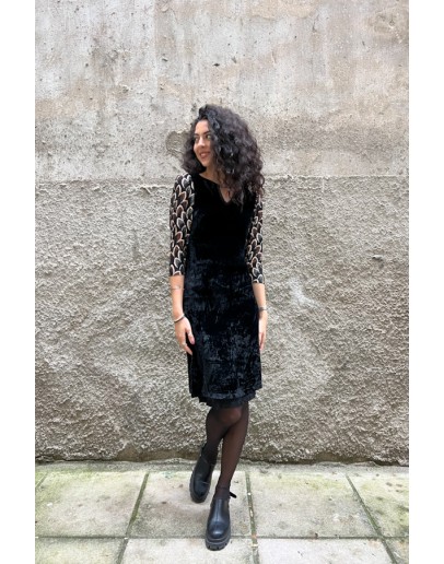 Vintage velvet dress with shiny details S