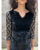 Vintage velvet dress with shiny details S