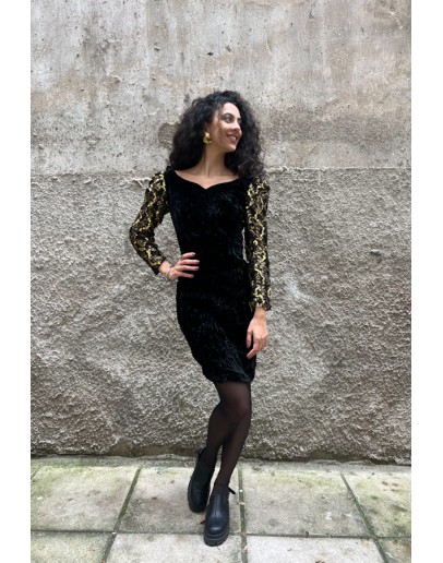 Vintage velvet dress with shiny details S