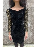 Vintage velvet dress with shiny details S