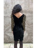 Vintage velvet dress with shiny details S