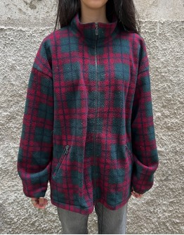 Vintage unisex φλις καρό ζακέτα Marks & Spencer L
