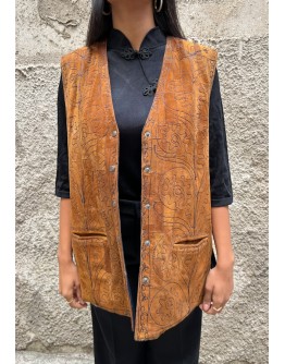 Vintage unisex δερμάτινο γιλέκο L