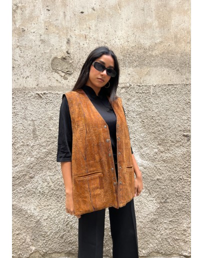 Vintage unisex δερμάτινο γιλέκο L