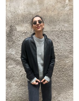 Vintage leather jacket with suede details S