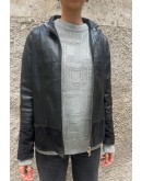 Vintage leather jacket with suede details S