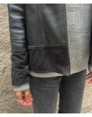 Vintage leather jacket with suede details S