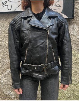 Vintage leather biker jacket M