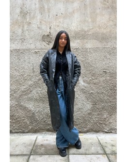 Vintage leather trench coat S