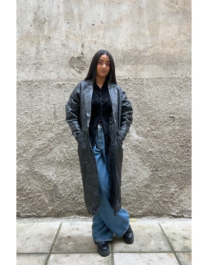 Vintage leather trench coat S