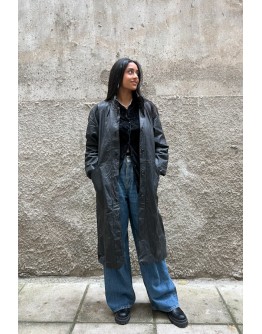Vintage leather trench coat S
