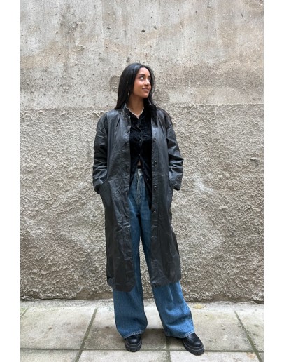 Vintage leather trench coat S