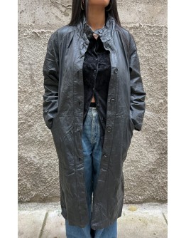 Vintage leather trench coat S