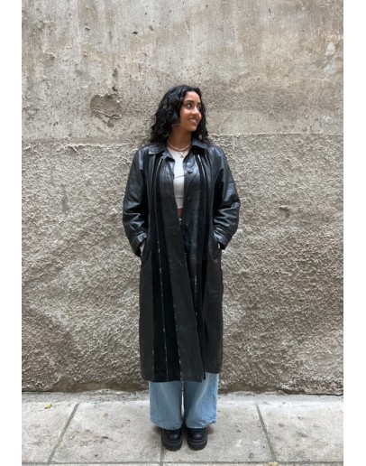 Vintage leather trench coat L