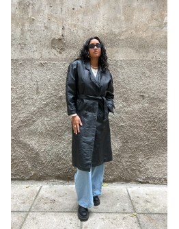Vintage leather trench coat S