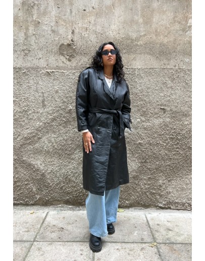 Vintage leather trench coat S