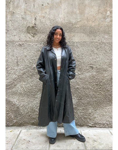 Vintage leather trench coat L-XL