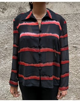 Vintage see through εμπριμέ πουκάμισο XL