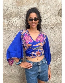 Silk wrap printed top 