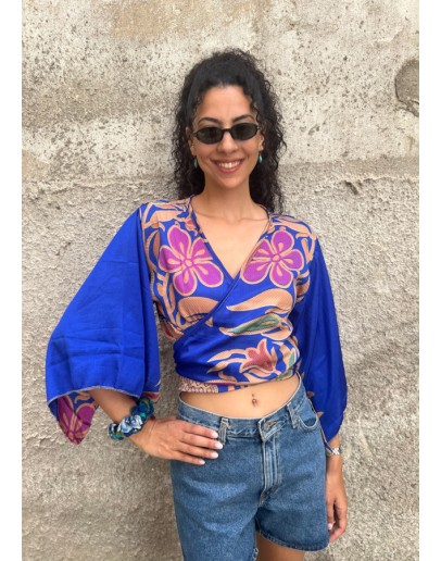 Silk wrap printed top 