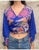 Silk wrap printed top 