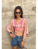 Silk wrap printed top 