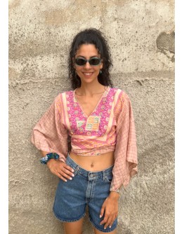 Silk wrap printed top 
