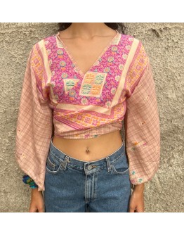Silk wrap printed top 