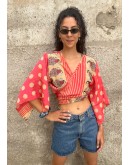 Silk wrap printed top 