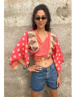 Silk wrap printed top 