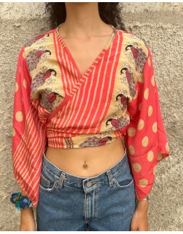 Silk wrap printed top 