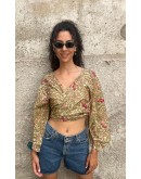 Silk wrap printed top 