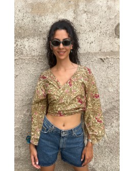 Silk wrap printed top 