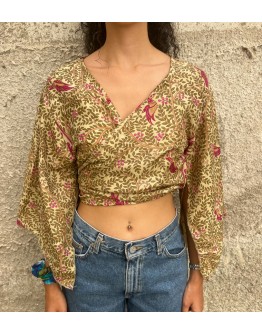 Silk wrap printed top 