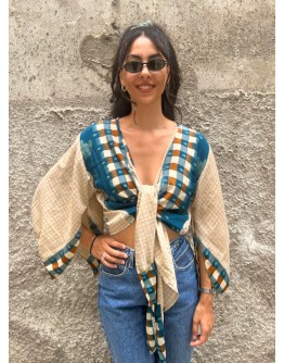 Silk wrap printed top 