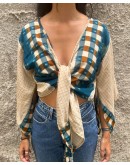 Silk wrap printed top 