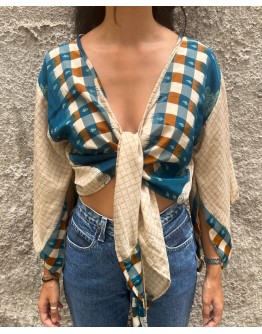 Silk wrap printed top 