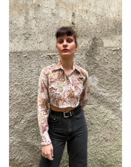 Vintage printed cropped shirt S