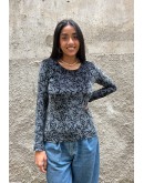 Vintage printed velvet top S